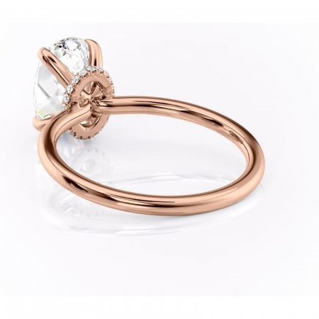 Inel de logodnă Ophelia din aur Rose 18kt cu moissanite tăietură ovală – Solitar rafinată pentru profil înalt | Personalizează și configurează gratuit online [3]