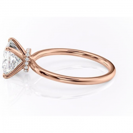 Inel de logodnă Ophelia din aur Rose 18kt cu moissanite tăietură princess – Solitar rafinată pentru profil înalt | Personalizează și configurează gratuit online [5]