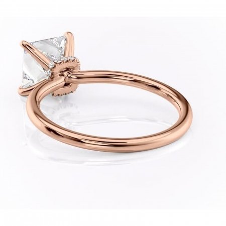Inel de logodnă Ophelia din aur Rose 18kt cu moissanite tăietură princess – Solitar rafinată pentru profil înalt | Personalizează și configurează gratuit online [3]
