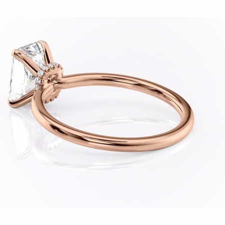 Inel de logodnă Ophelia din aur Rose 18kt cu moissanite tăietură radiantă – Solitar rafinată pentru profil înalt | Personalizează și configurează gratuit online [4]