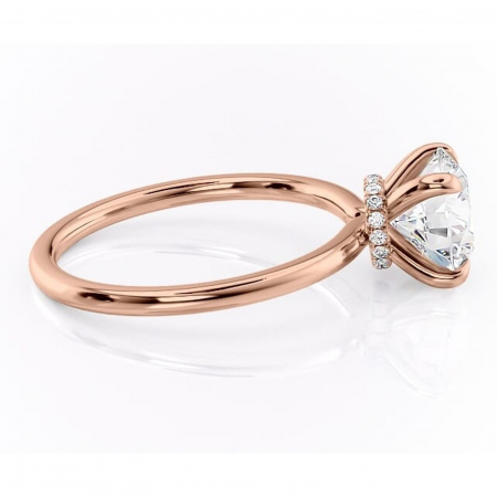 Inel de logodnă Ophelia din aur Rose 14kt cu moissanite tăietură rotundă – Solitar rafinată pentru profil înalt | Personalizează și configurează gratuit online [1]