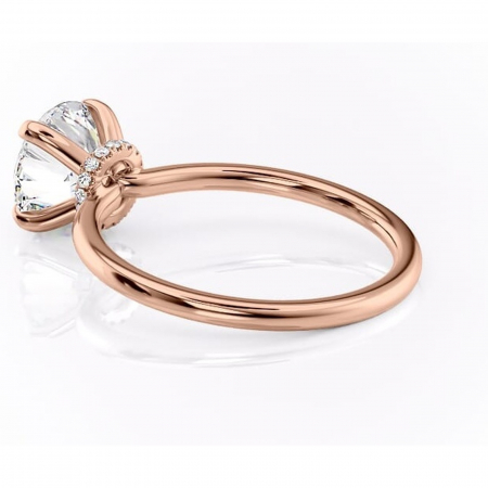 Inel de logodnă Ophelia din aur Rose 14kt cu moissanite tăietură rotundă – Solitar rafinată pentru profil înalt | Personalizează și configurează gratuit online [4]