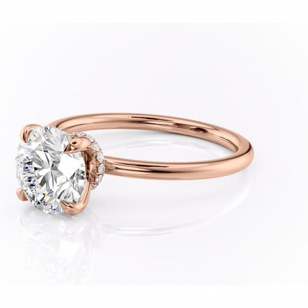 Inel de logodnă Ophelia din aur Rose 14kt cu moissanite tăietură rotundă – Solitar rafinată pentru profil înalt | Personalizează și configurează gratuit online [6]