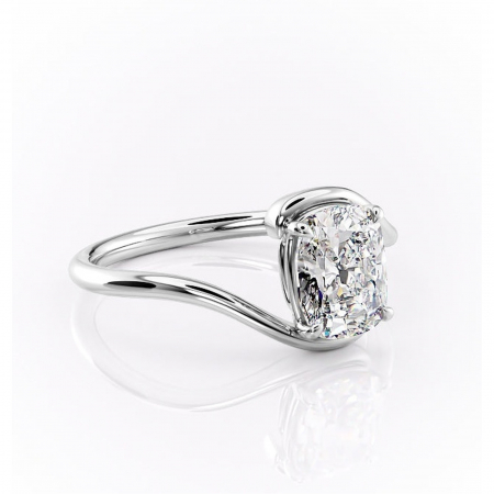 Pernă alungită - Inel de logodnă Orielle din aur Alb 14kt cu moissanite tăietură asscher – Solitar rafinată pentru profil mediu | Personalizează și configurează gratuit online