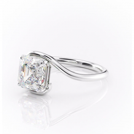 Inel de logodnă Orielle din aur Alb 14kt cu moissanite tăietură asscher – Solitar rafinată pentru profil mediu | Personalizează și configurează gratuit online [6]