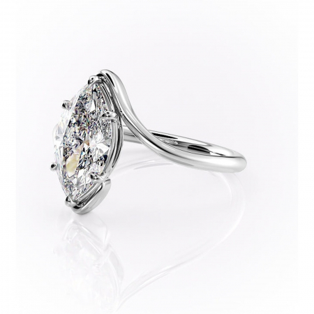 Inel de logodnă Orielle din aur Alb 14kt cu moissanite tăietură marquise – Solitar rafinată pentru profil mediu | Personalizează și configurează gratuit online [6]