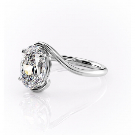 Inel de logodnă Orielle din aur Alb 14kt cu moissanite tăietură ovală – Solitar rafinată pentru profil mediu | Personalizează și configurează gratuit online [6]