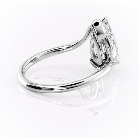 Inel de logodnă Orielle din aur Alb 14kt cu moissanite tăietură pară – Solitar rafinată pentru profil mediu | Personalizează și configurează gratuit online [2]