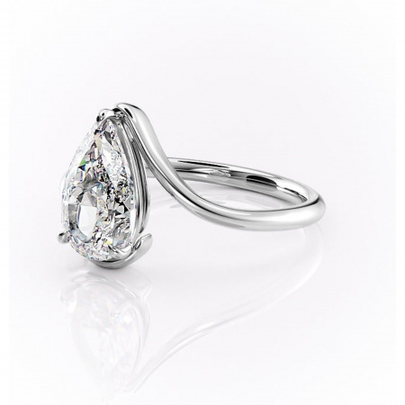 Inel de logodnă Orielle din aur Alb 14kt cu moissanite tăietură pară – Solitar rafinată pentru profil mediu | Personalizează și configurează gratuit online [6]