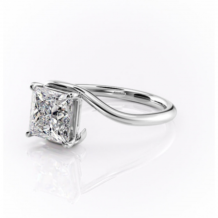 Inel de logodnă Orielle din aur Alb 14kt cu moissanite tăietură princess – Solitar rafinată pentru profil mediu | Personalizează și configurează gratuit online [6]