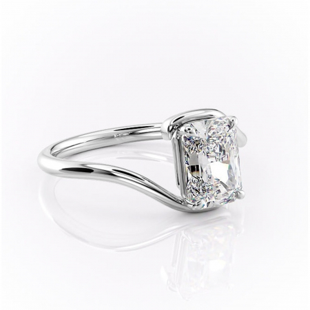 Radiantă - Inel de logodnă Orielle din aur Alb 14kt cu moissanite tăietură radiantă – Solitar rafinată pentru profil mediu | Personalizează și configurează gratuit online