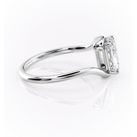 Inel de logodnă Orielle din aur Alb 14kt cu moissanite tăietură radiantă – Solitar rafinată pentru profil mediu | Personalizează și configurează gratuit online [1]