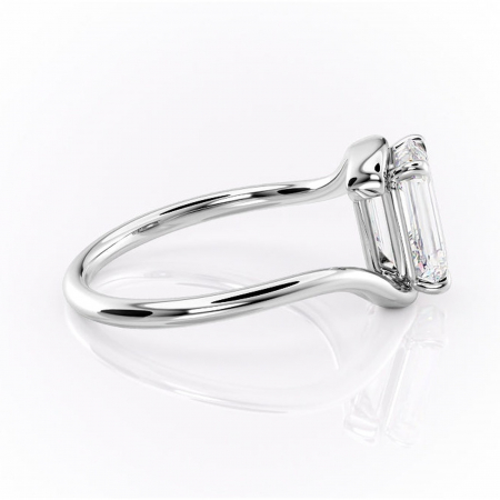 Inel de logodnă Orielle din aur Alb 14kt cu moissanite tăietură smarald – Solitar rafinată pentru profil mediu | Personalizează și configurează gratuit online [1]