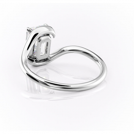 Inel de logodnă Orielle din aur Alb 14kt cu moissanite tăietură smarald – Solitar rafinată pentru profil mediu | Personalizează și configurează gratuit online [3]