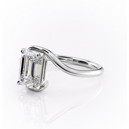 Inel de logodnă Orielle din aur Alb 14kt cu moissanite tăietură smarald – Solitar rafinată pentru profil mediu | Personalizează și configurează gratuit online [6]