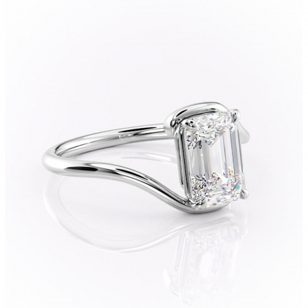 Smarald - Inel de logodnă Orielle din aur Alb 14kt cu moissanite tăietură smarald – Solitar rafinată pentru profil mediu | Personalizează și configurează gratuit online