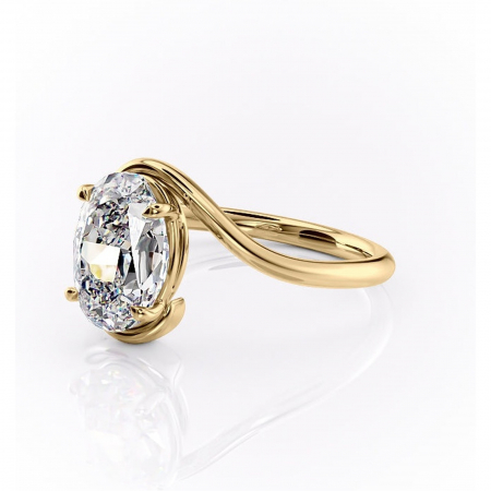 Inel de logodnă Orielle din aur Galben 14kt cu moissanite tăietură ovală – Solitar rafinată pentru profil mediu | Personalizează și configurează gratuit online [6]