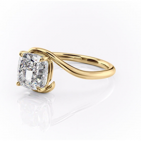 Inel de logodnă Orielle din aur Galben 14kt cu moissanite tăietură pernă – Solitar rafinată pentru profil mediu | Personalizează și configurează gratuit online [6]