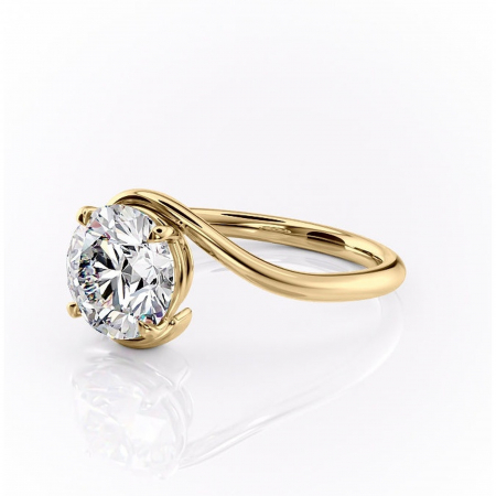Inel de logodnă Orielle din aur Galben 14kt cu moissanite tăietură rotundă – Solitar rafinată pentru profil mediu | Personalizează și configurează gratuit online [6]
