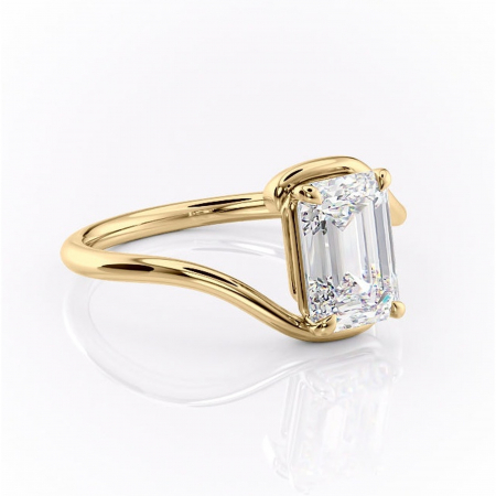 Aur galben - Inel de logodnă Orielle din aur Galben 18kt cu moissanite tăietură smarald – Solitar rafinată pentru profil mediu | Personalizează și configurează gratuit online