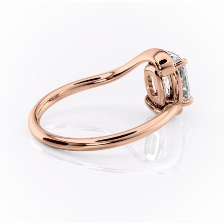 Inel de logodnă Orielle din aur Rose 14kt cu moissanite tăietură asscher – Solitar rafinată pentru profil mediu | Personalizează și configurează gratuit online [2]