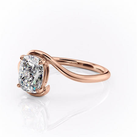 Inel de logodnă Orielle din aur Rose 14kt cu moissanite tăietură asscher – Solitar rafinată pentru profil mediu | Personalizează și configurează gratuit online [6]