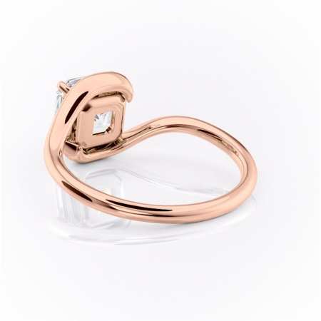 Inel de logodnă Orielle din aur Rose 14kt cu moissanite tăietură asscher – Solitar rafinată pentru profil mediu | Personalizează și configurează gratuit online [3]