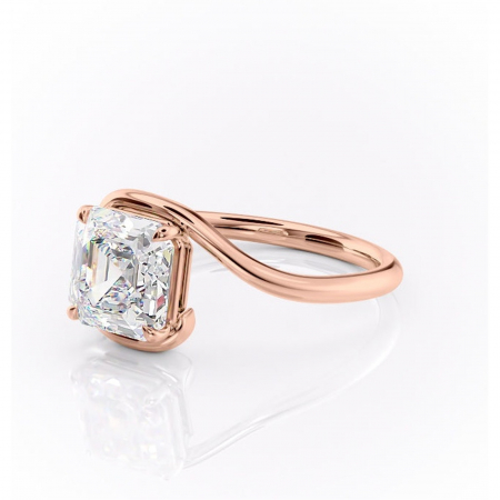 Inel de logodnă Orielle din aur Rose 14kt cu moissanite tăietură asscher – Solitar rafinată pentru profil mediu | Personalizează și configurează gratuit online [6]