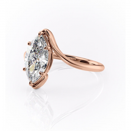 Inel de logodnă Orielle din aur Rose 14kt cu moissanite tăietură marquise – Solitar rafinată pentru profil mediu | Personalizează și configurează gratuit online [6]