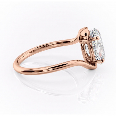 Inel de logodnă Orielle din aur Rose 14kt cu moissanite tăietură ovală – Solitar rafinată pentru profil mediu | Personalizează și configurează gratuit online [1]
