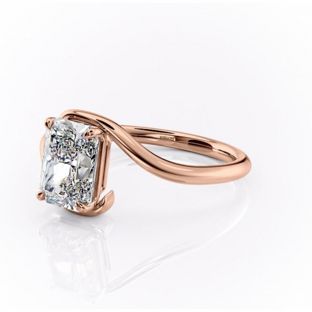 Inel de logodnă Orielle din aur Rose 14kt cu moissanite tăietură radiantă – Solitar rafinată pentru profil mediu | Personalizează și configurează gratuit online [6]