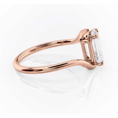 Inel de logodnă Orielle din aur Rose 18kt cu moissanite tăietură smarald – Solitar rafinată pentru profil mediu | Personalizează și configurează gratuit online [1]