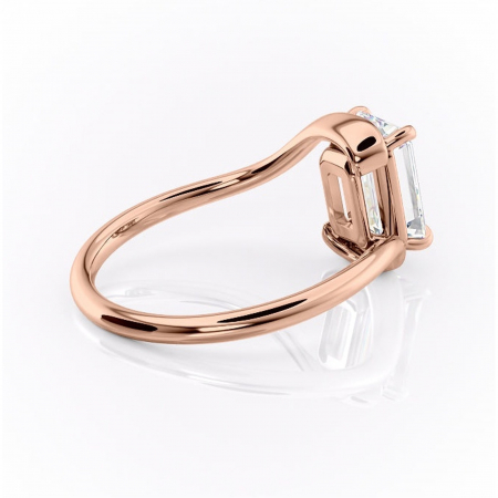 Inel de logodnă Orielle din aur Rose 18kt cu moissanite tăietură smarald – Solitar rafinată pentru profil mediu | Personalizează și configurează gratuit online [2]