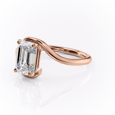 Inel de logodnă Orielle din aur Rose 18kt cu moissanite tăietură smarald – Solitar rafinată pentru profil mediu | Personalizează și configurează gratuit online [6]