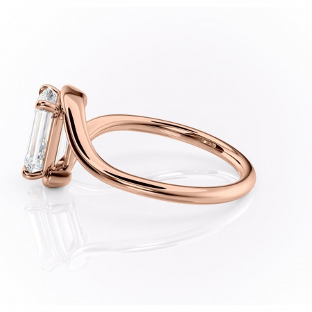 Inel de logodnă Orielle din aur Rose 18kt cu moissanite tăietură smarald – Solitar rafinată pentru profil mediu | Personalizează și configurează gratuit online [5]
