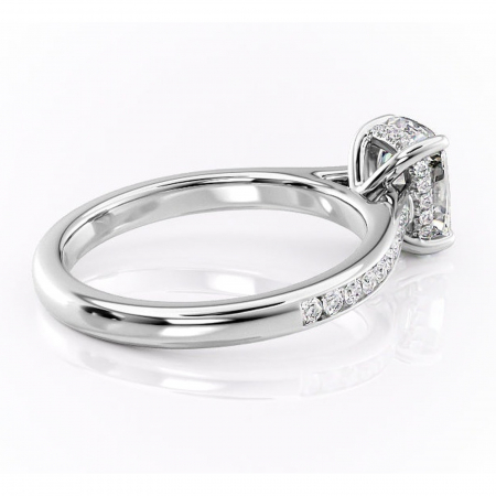 Inel de logodnă Perla din aur Alb 14kt cu moissanite tăietură asscher – Montură cu canal rafinată pentru profil înalt | Personalizează și configurează gratuit online [2]