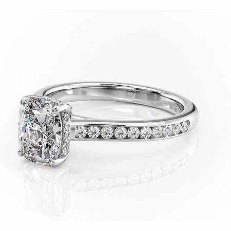 Inel de logodnă Perla din aur Alb 14kt cu moissanite tăietură asscher – Montură cu canal rafinată pentru profil înalt | Personalizează și configurează gratuit online [6]