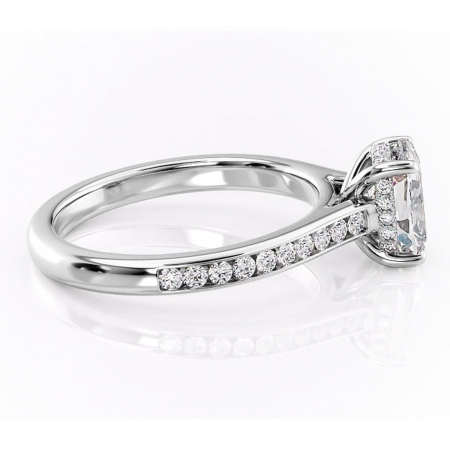 Inel de logodnă Perla din aur Alb 14kt cu moissanite tăietură asscher – Montură cu canal rafinată pentru profil înalt | Personalizează și configurează gratuit online [1]