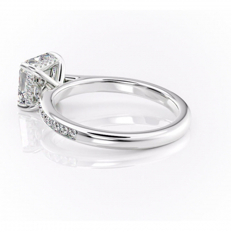 Inel de logodnă Perla din aur Alb 14kt cu moissanite tăietură asscher – Montură cu canal rafinată pentru profil înalt | Personalizează și configurează gratuit online [4]