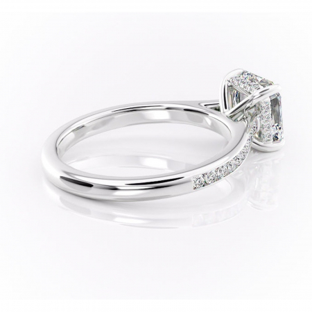 Inel de logodnă Perla din aur Alb 14kt cu moissanite tăietură asscher – Montură cu canal rafinată pentru profil înalt | Personalizează și configurează gratuit online [2]