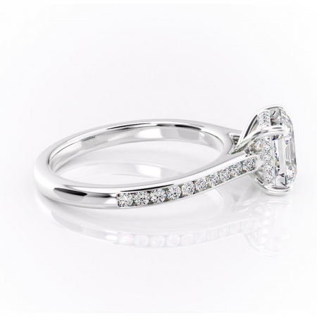 Inel de logodnă Perla din aur Alb 14kt cu moissanite tăietură asscher – Montură cu canal rafinată pentru profil înalt | Personalizează și configurează gratuit online [1]