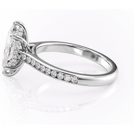 Inel de logodnă Perla din aur Alb 14kt cu moissanite tăietură marquise – Montură cu canal rafinată pentru profil înalt | Personalizează și configurează gratuit online [5]