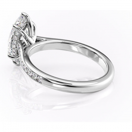 Inel de logodnă Perla din aur Alb 14kt cu moissanite tăietură marquise – Montură cu canal rafinată pentru profil înalt | Personalizează și configurează gratuit online [4]