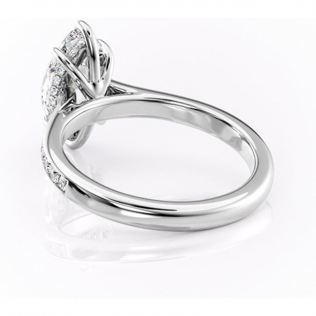 Inel de logodnă Perla din aur Alb 14kt cu moissanite tăietură marquise – Montură cu canal rafinată pentru profil înalt | Personalizează și configurează gratuit online [3]
