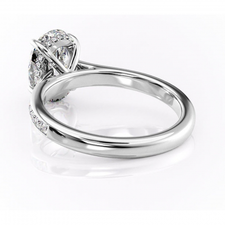Inel de logodnă Perla din aur Alb 14kt cu moissanite tăietură ovală – Montură cu canal rafinată pentru profil înalt | Personalizează și configurează gratuit online [3]