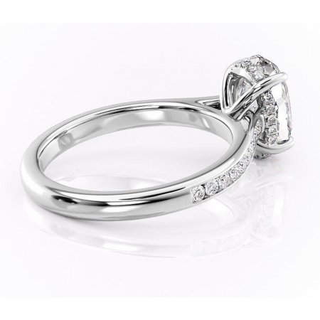 Inel de logodnă Perla din aur Alb 14kt cu moissanite tăietură ovală – Montură cu canal rafinată pentru profil înalt | Personalizează și configurează gratuit online [2]