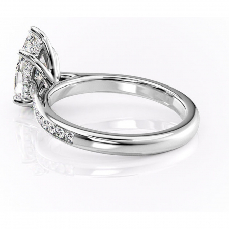 Inel de logodnă Perla din aur Alb 14kt cu moissanite tăietură pară – Montură cu canal rafinată pentru profil înalt | Personalizează și configurează gratuit online [4]