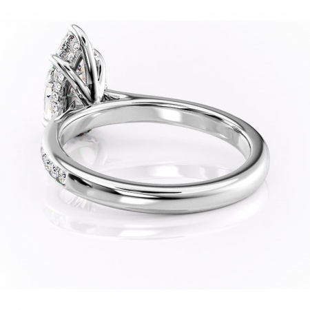 Inel de logodnă Perla din aur Alb 14kt cu moissanite tăietură pară – Montură cu canal rafinată pentru profil înalt | Personalizează și configurează gratuit online [3]