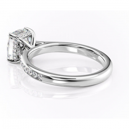 Inel de logodnă Perla din aur Alb 18kt cu moissanite tăietură pernă – Montură cu canal rafinată pentru profil înalt | Personalizează și configurează gratuit online [4]