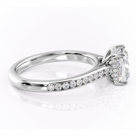 Inel de logodnă Perla din aur Alb 18kt cu moissanite tăietură pernă – Montură cu canal rafinată pentru profil înalt | Personalizează și configurează gratuit online [1]